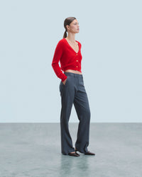 HOT RED / NEW / QTY : 1 / Pull Cardigan en Cachemire Brossé Boutons Bijoux - Hot Red