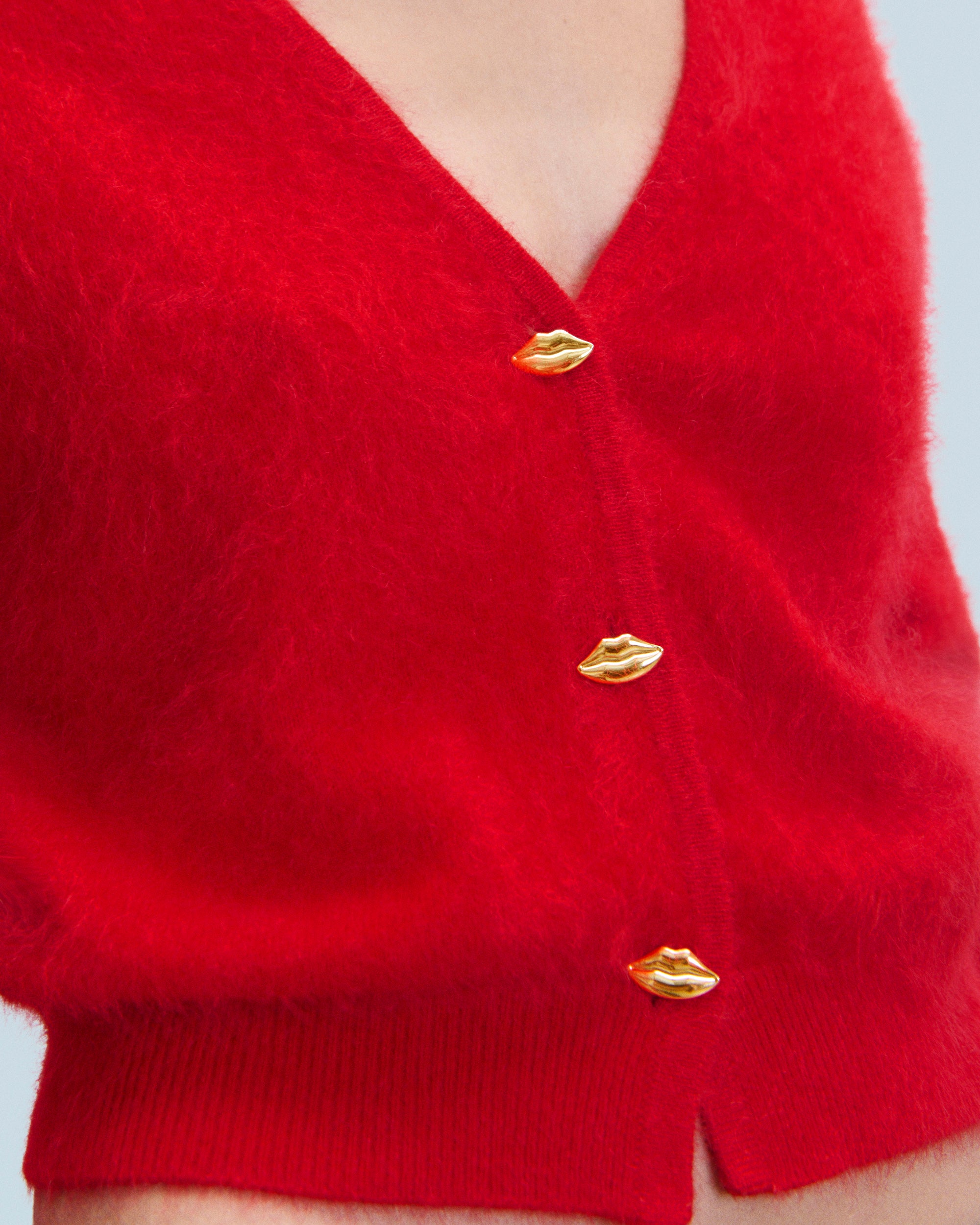 Cardigan en cachemire brossé - Hot Red