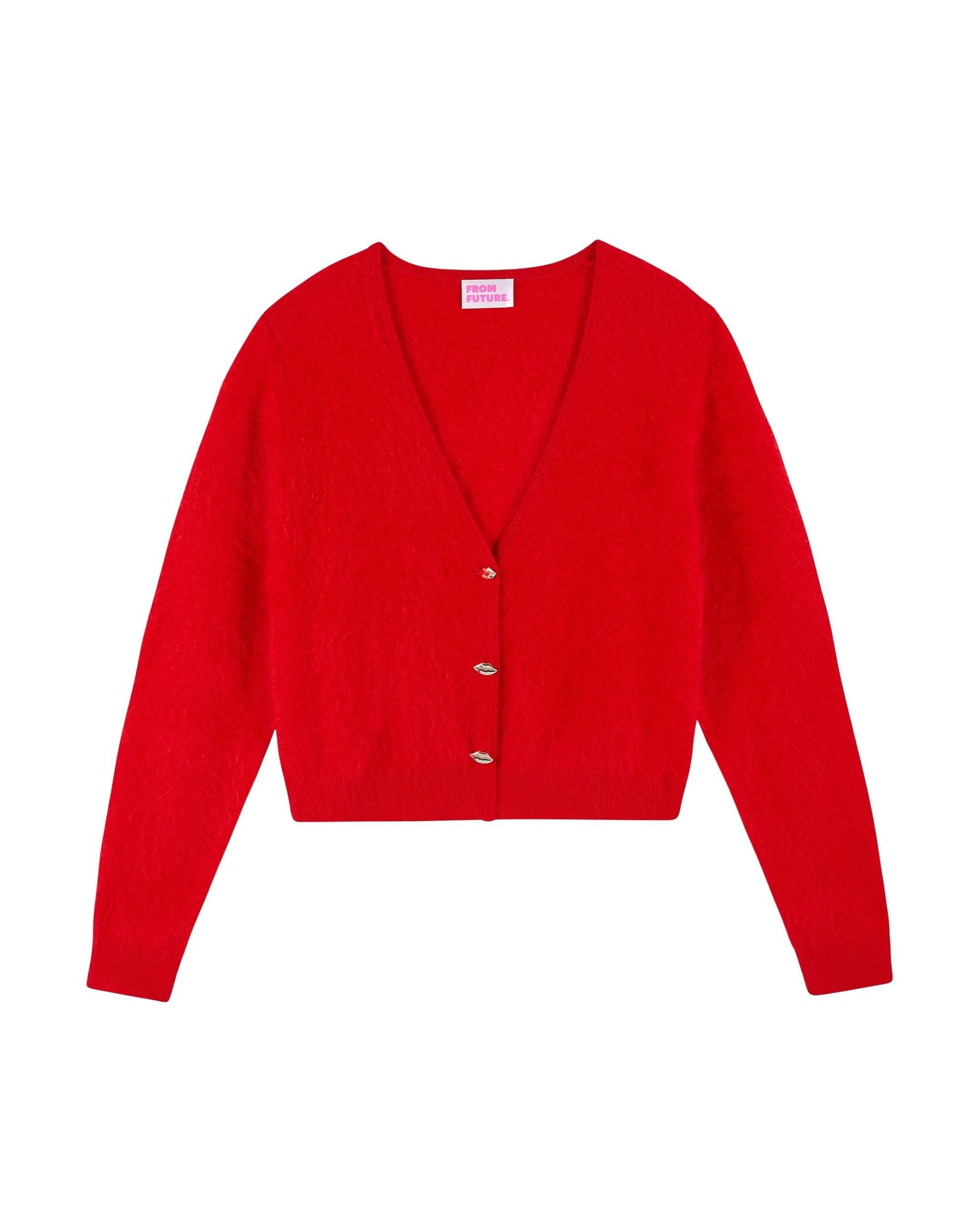Cardigan en cachemire brossé - Hot Red