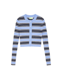Cashmere striped cardigan - Fairy Blue