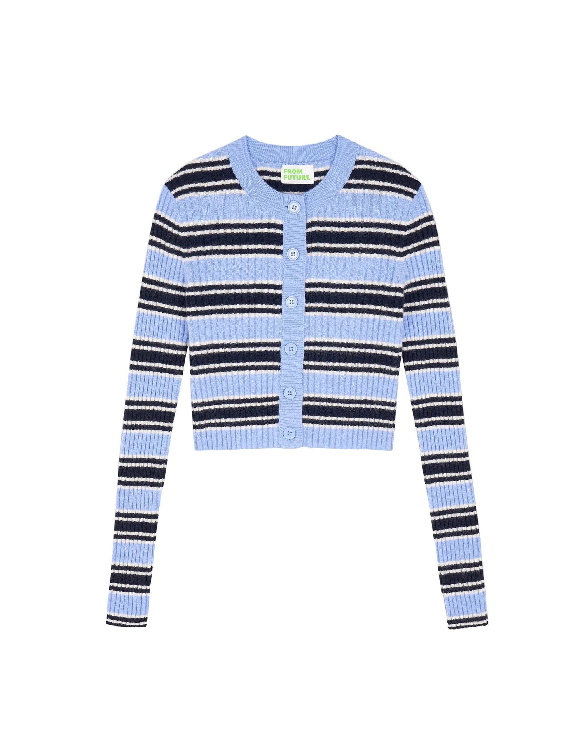 Cashmere striped cardigan - Fairy Blue