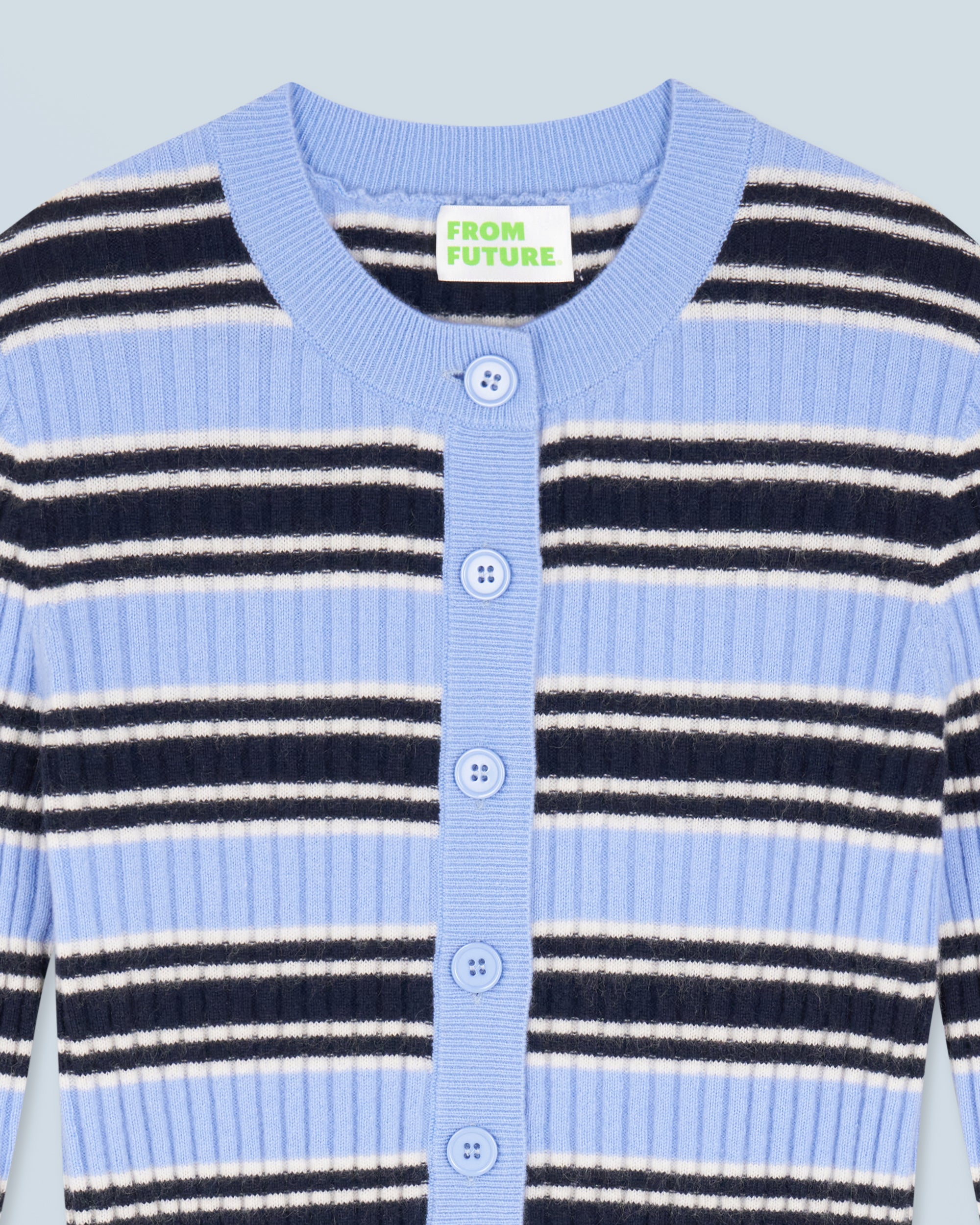 Cashmere striped cardigan - Fairy Blue