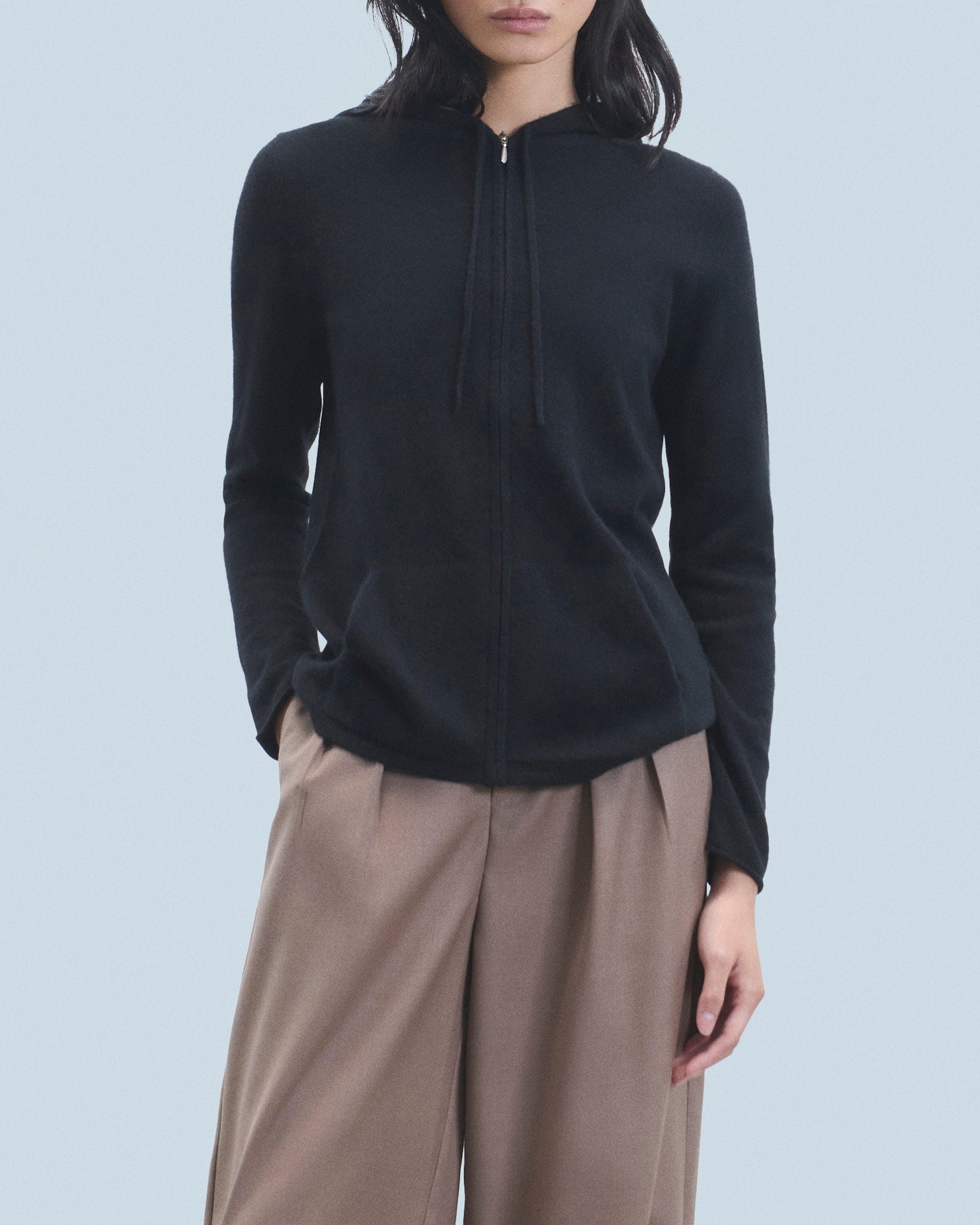 Hoodie zippé en cachemire - Noir