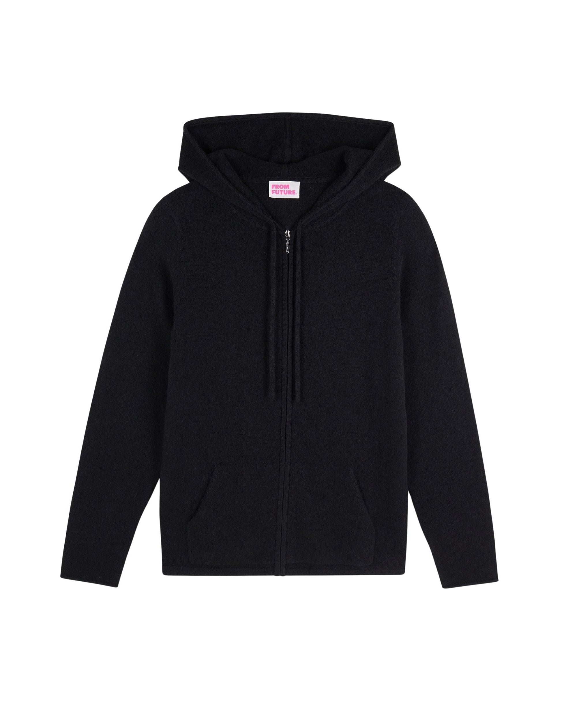Hoodie zippé en cachemire - Noir