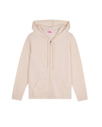 Hoodie zippé en cachemire - Ecru