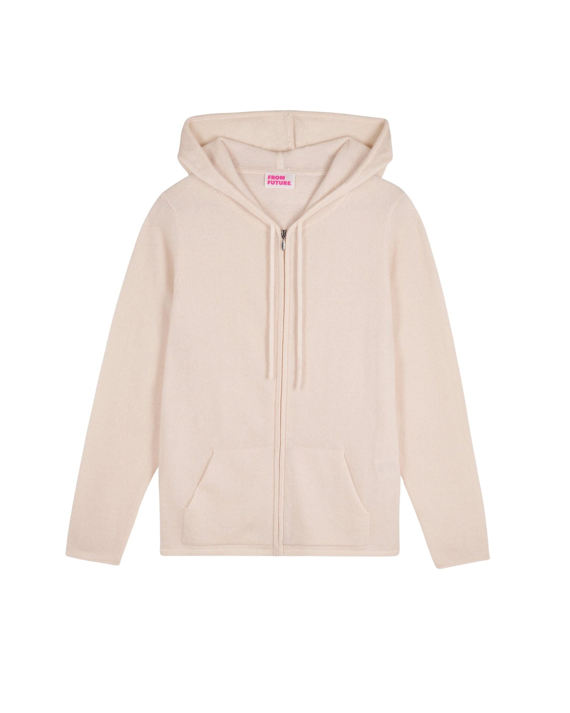 Hoodie zippé en cachemire - Ecru