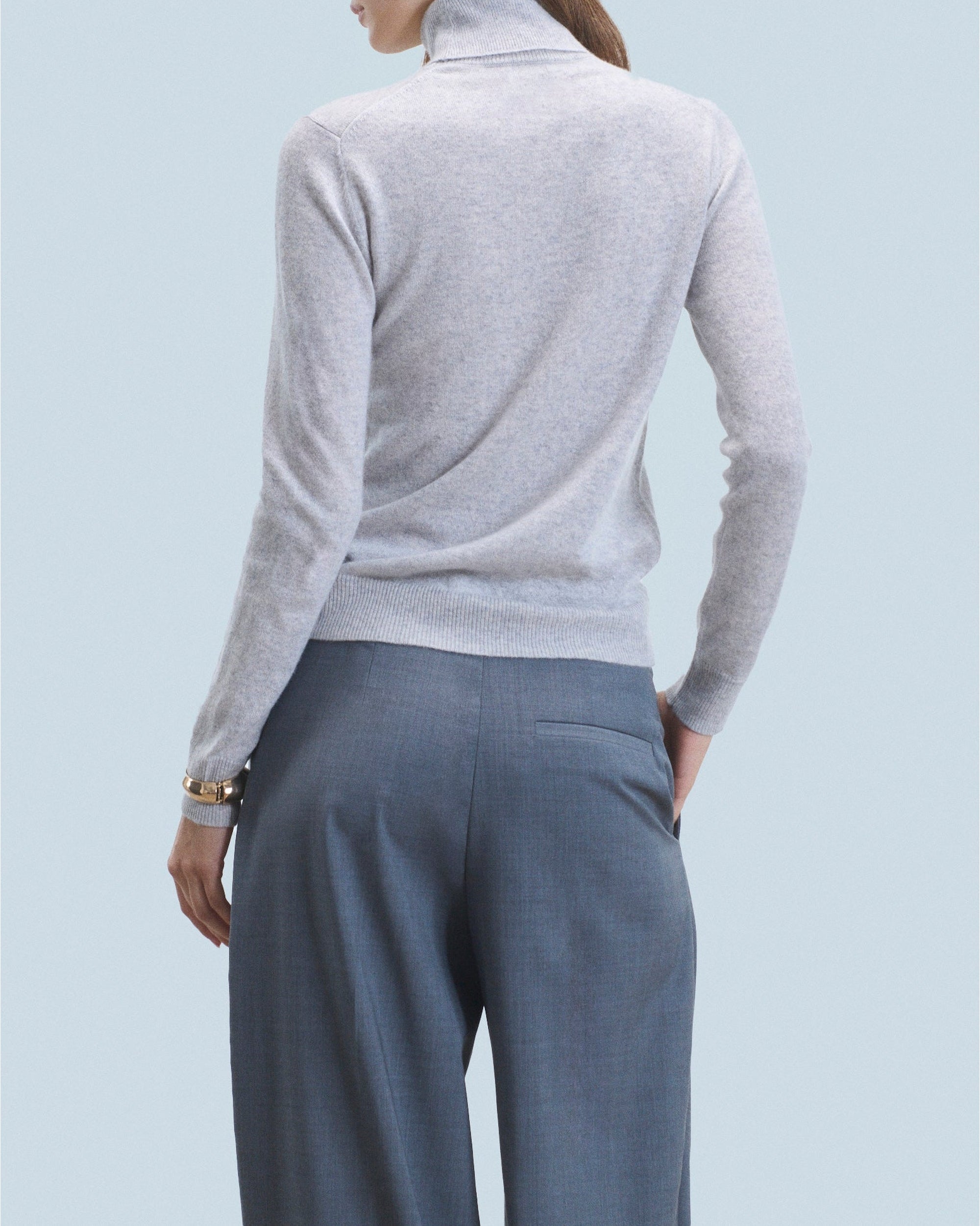 Pull col roulé en cachemire - Gris Chiné Clair