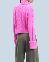 Pull col roulé en cachemire - Pink Mouline