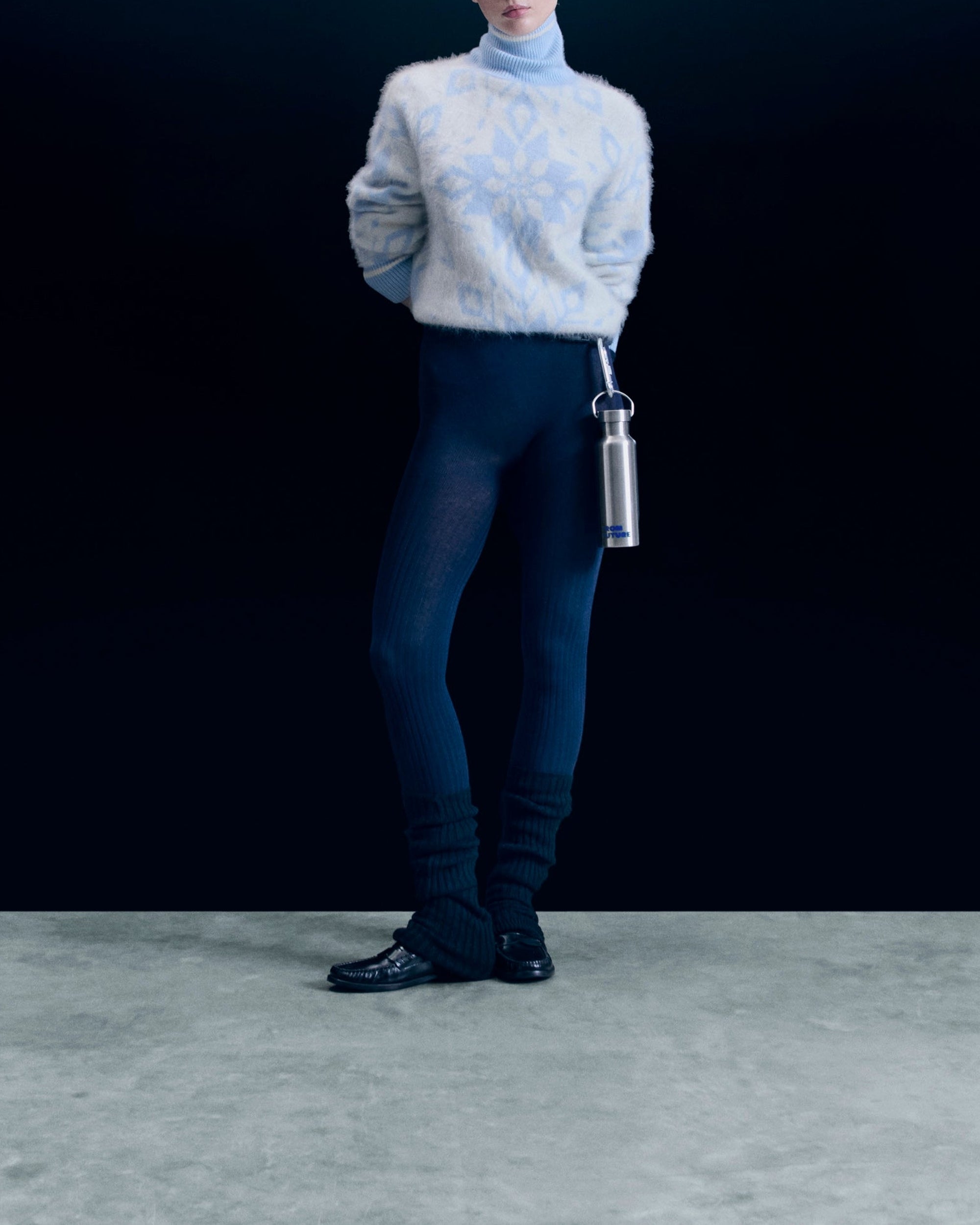 Pull col roulé Hairy en cachemire - Baby Blue