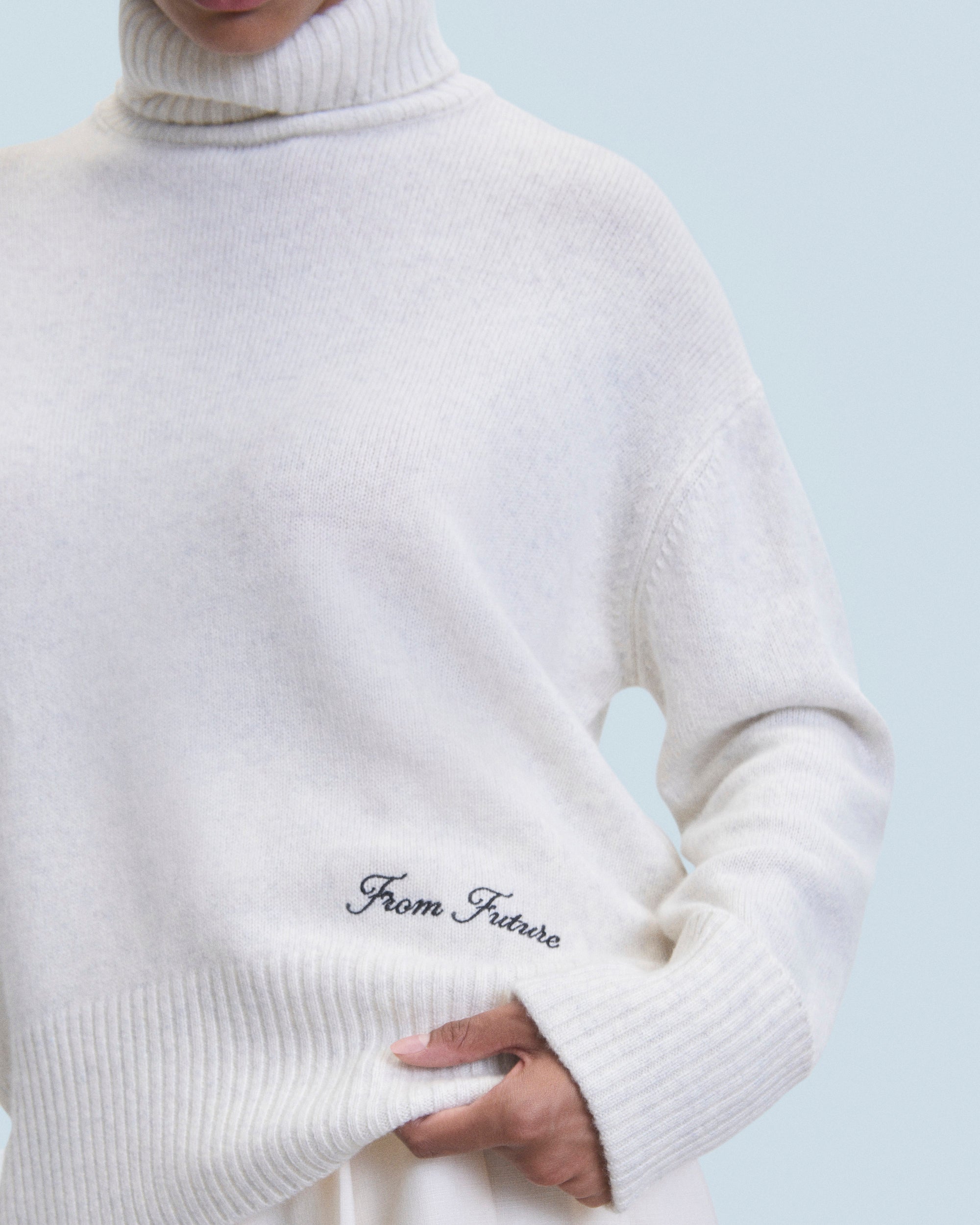Pull col roulé en cachemire - Ecru Chiné