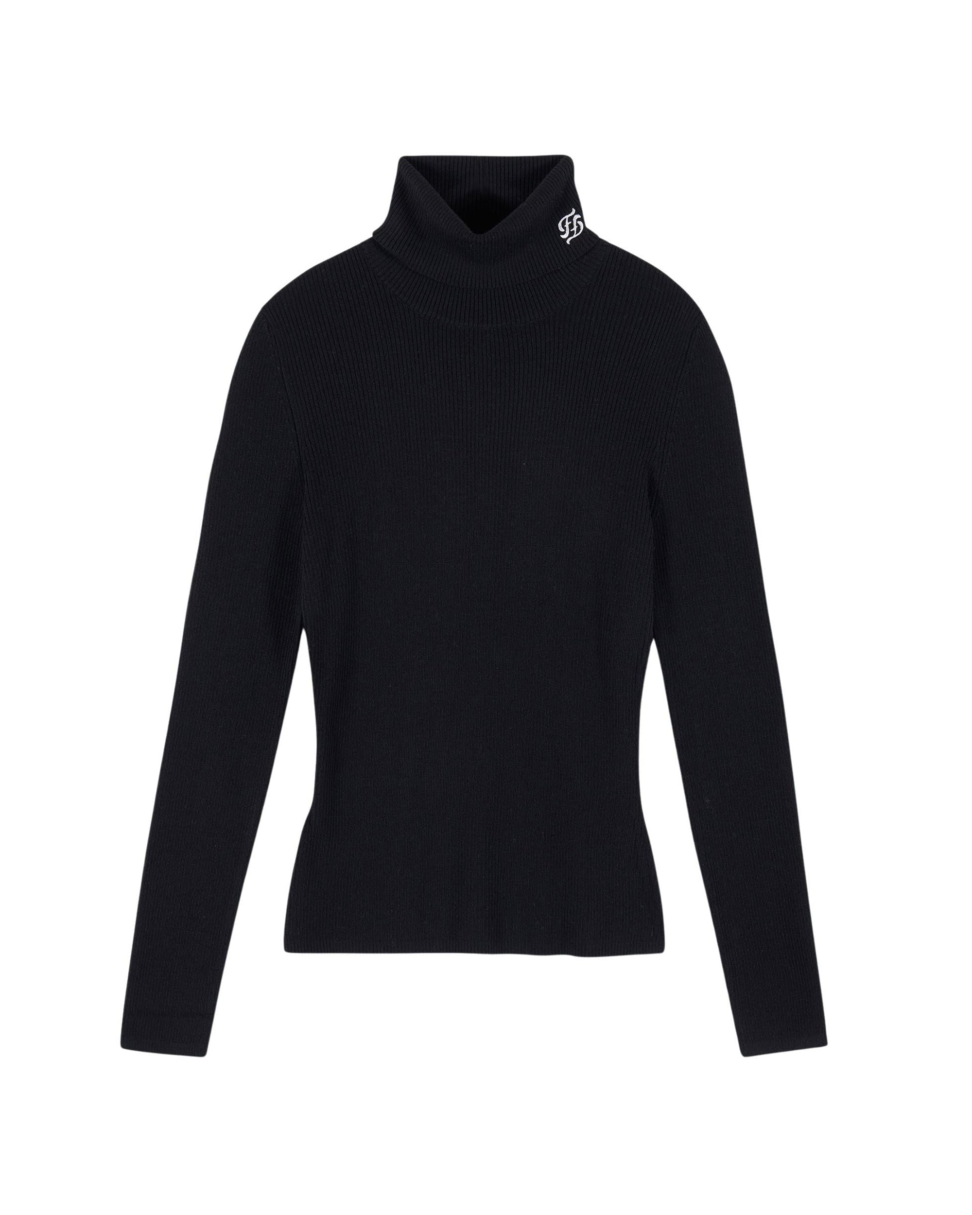 Pull col roulé en laine - Noir