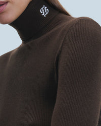 Pull col roulé en laine - Chocolat