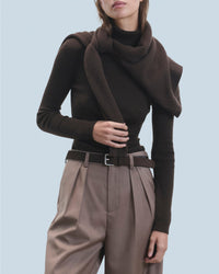 Pull col roulé en laine - Chocolat