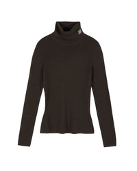 Pull col roulé en laine - Chocolat