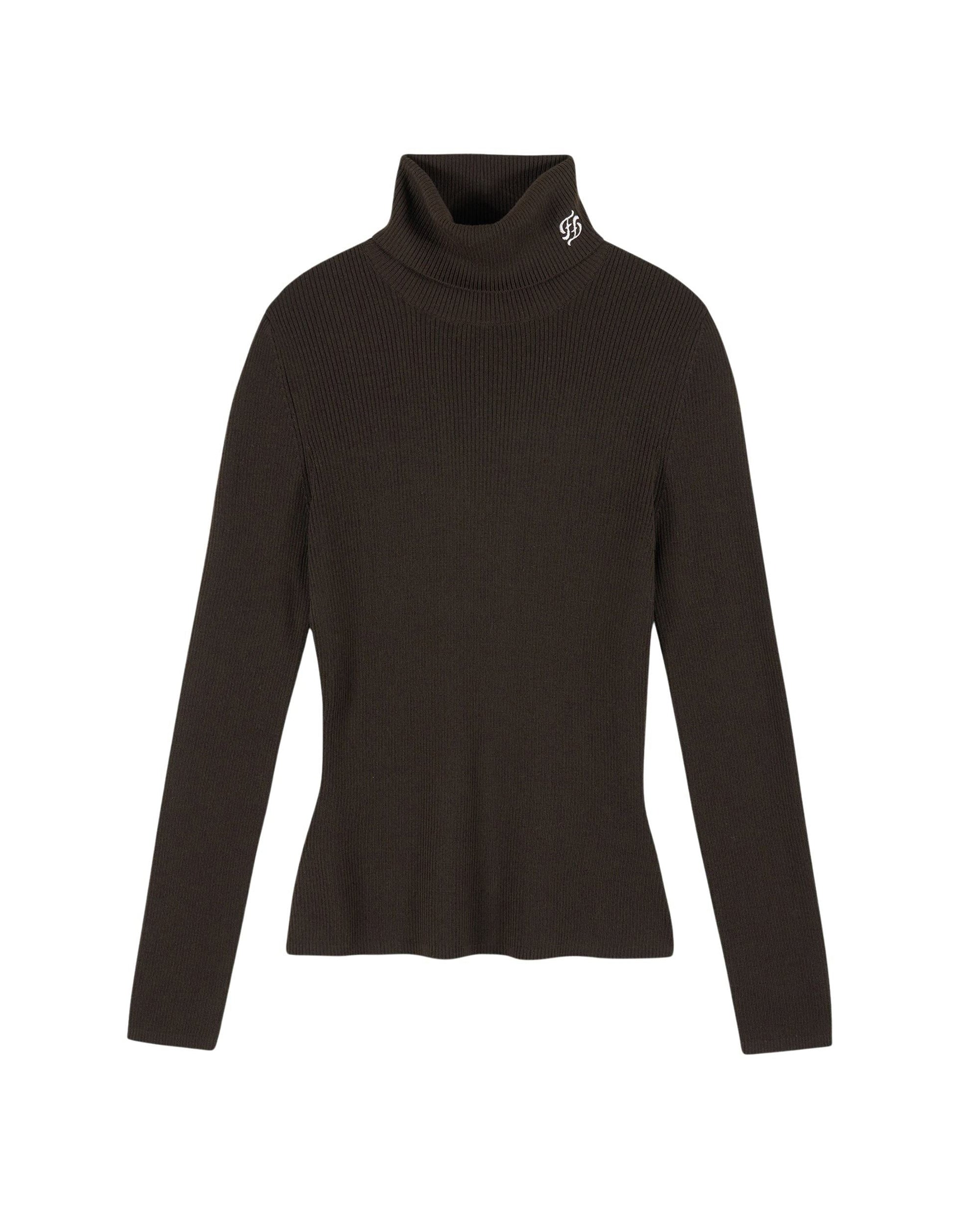 Pull col roulé en laine - Chocolat