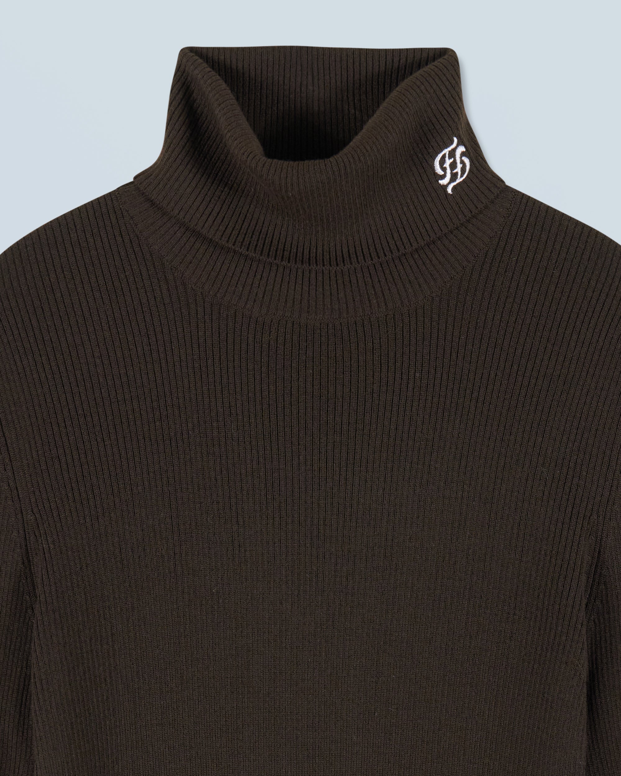 Pull col roulé en laine - Chocolat
