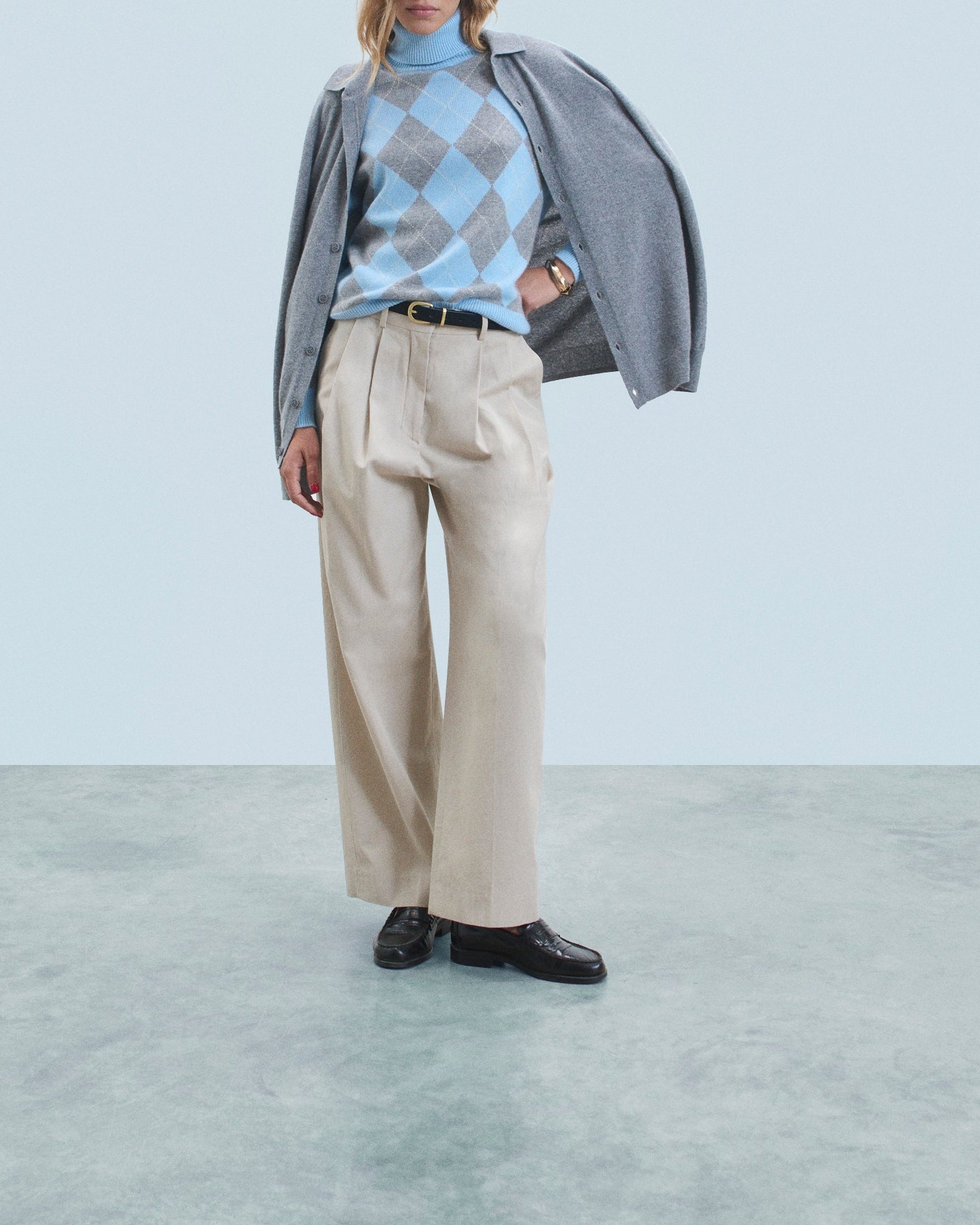 Pull col roulé en cachemire - Baby Blue