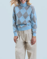 Pull col roulé en cachemire - Baby Blue