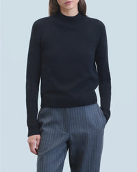 Cashmere stand-up collar jumper - Black