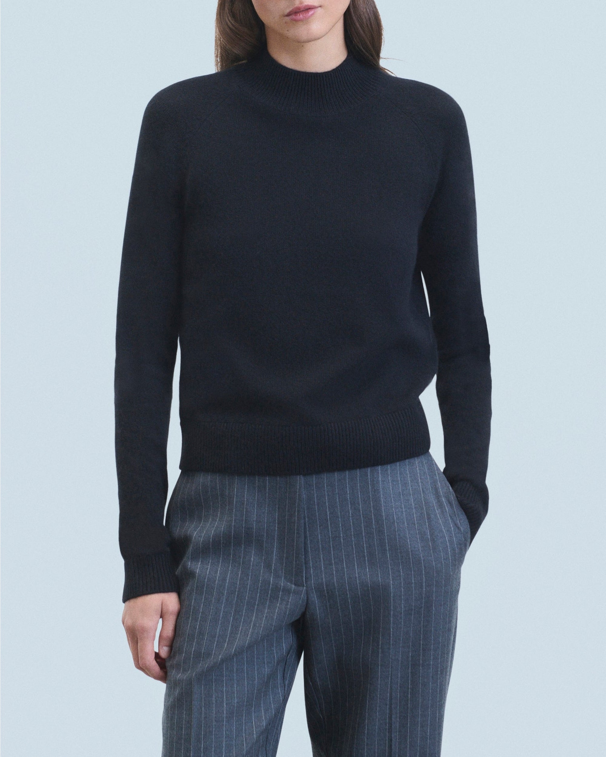 Cashmere stand-up collar jumper - Black