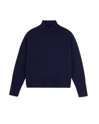 Pull oversize à col montant en cachemire - Navy