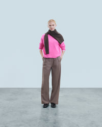 Y. ONLY PORTE / BRIGHT PINK MOULINE / NEW / QTY : 46 / Pull Col Montant Oversize - Bright Pink Mouline