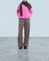 Pull oversize à col montant en cachemire - Bright Pink