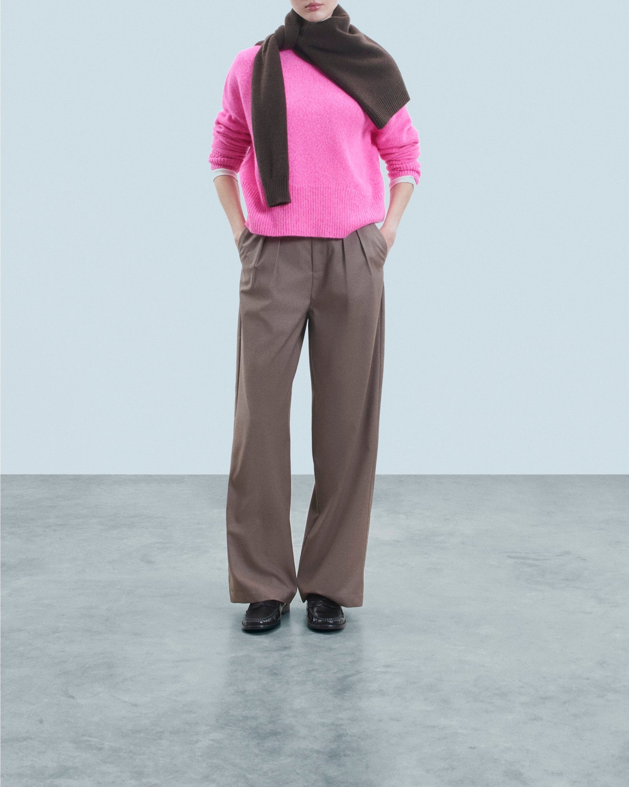 Pull oversize à col montant en cachemire - Bright Pink