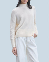 Pull oversize à col montant en cachemire - Ecru