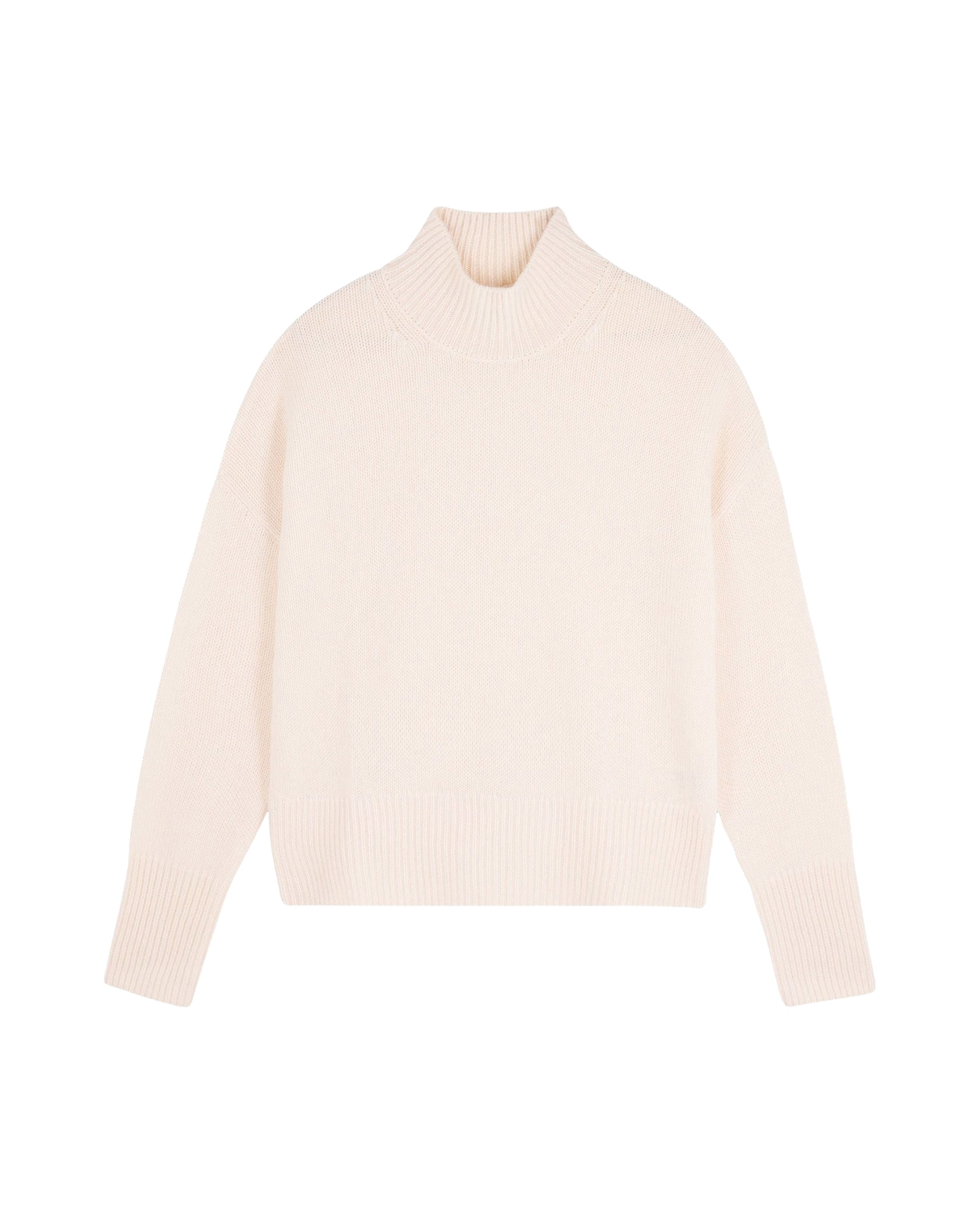 Pull oversize à col montant en cachemire - Ecru