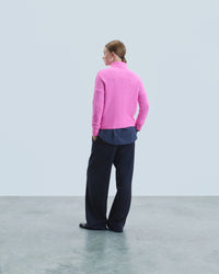 PINK MOULINE / DJV / QTY : 12 / Pull Col Camionneur Epais - Pink Mouline