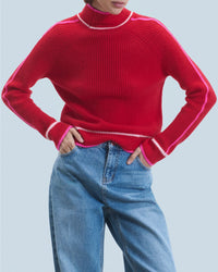 ZZ HORS LIGNE Pull à col montant perlé en cachemire - Bright Red
