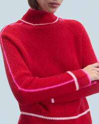 ZZ HORS LIGNE Pull à col montant perlé en cachemire - Bright Red