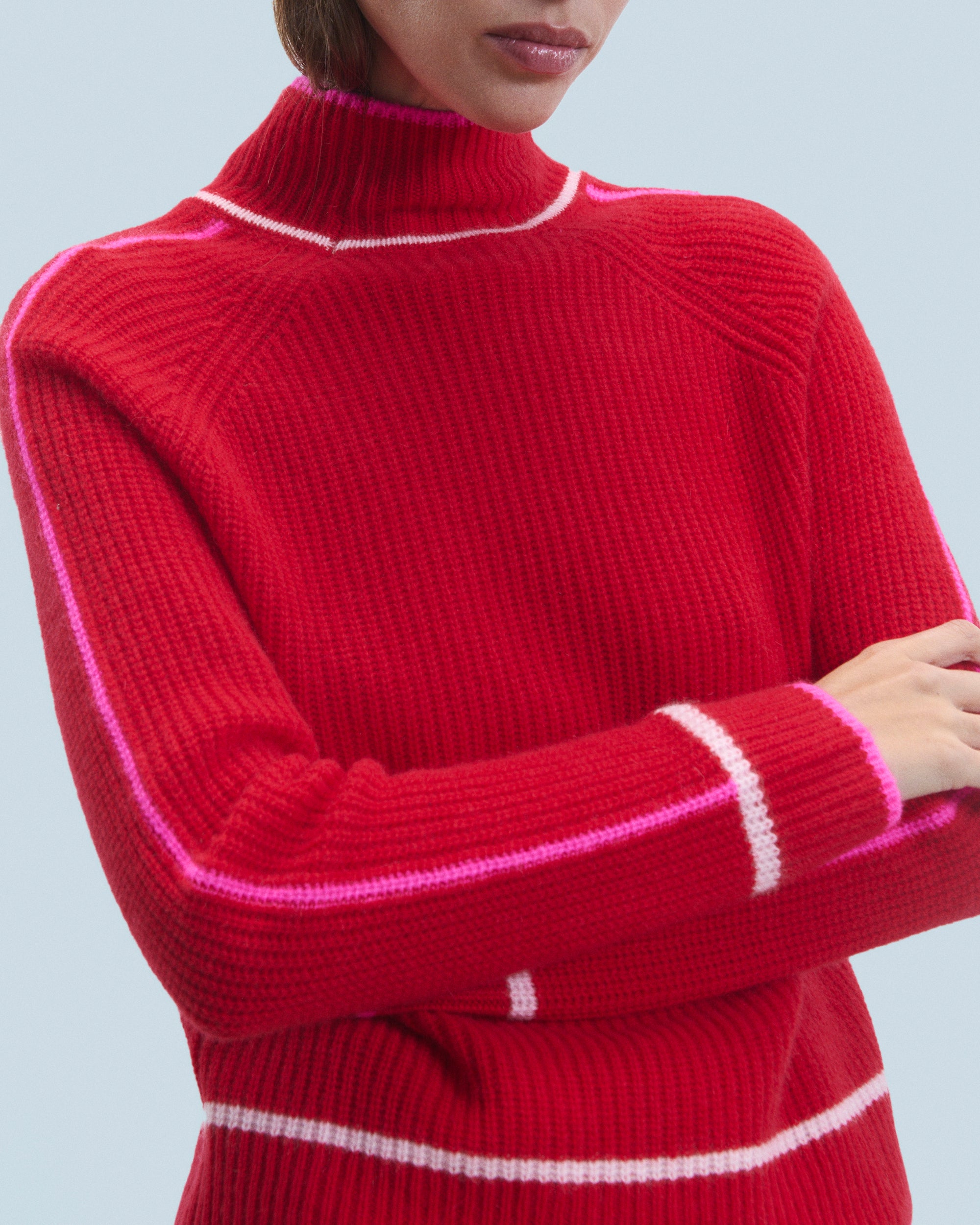 ZZ HORS LIGNE Pull à col montant perlé en cachemire - Bright Red
