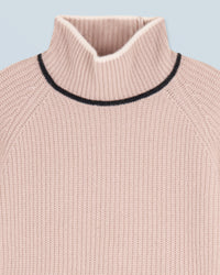 ICED SAND / NEW / QTY : 13 / Pull Col Montant Tricolore Maille Perlée - Iced Sand