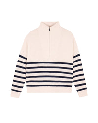 Cashmere Marinière truck-neck jumper - Ecru
