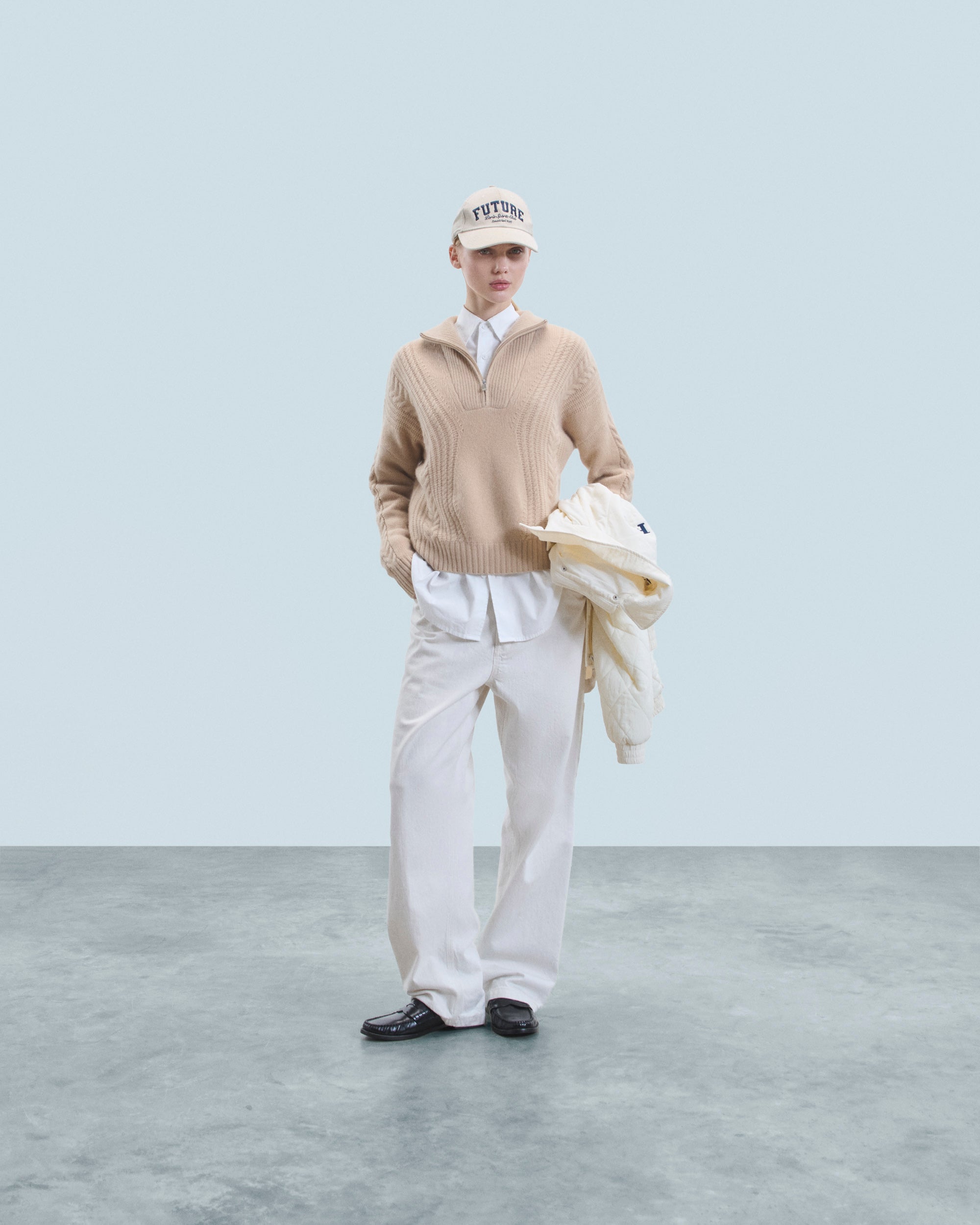 BEIGE / NEW / QTY : 8 / Pull Col Camionneur Torsades - Beige