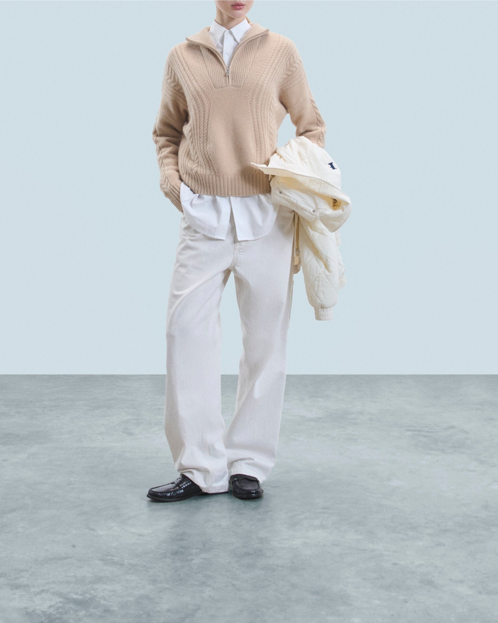 Pull à col camionneur en cachemire - Beige