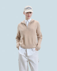 BEIGE / NEW / QTY : 8 / Pull Col Camionneur Torsades - Beige