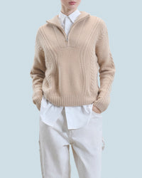 Pull à col camionneur en cachemire - Beige