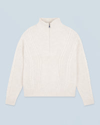 ECRU CHINE / NEW / QTY : 11 / Pull Col Camionneur Torsades - Ecru Chine