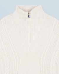 ECRU CHINE / NEW / QTY : 11 / Pull Col Camionneur Torsades - Ecru Chine