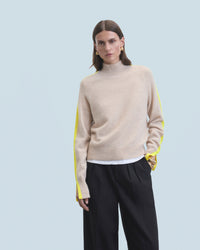 BEIGE CHINÉ / NEW / QTY : 1 / Pull Col Montant - Beige Chiné