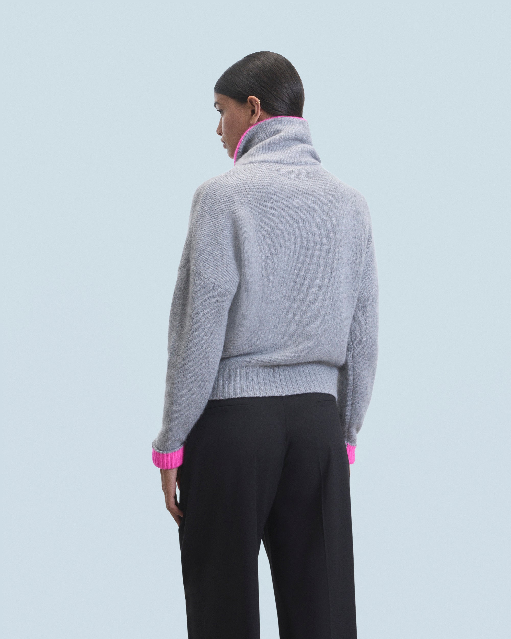 Pull à col camionneur en cachemire - Gris Chiné Foncé