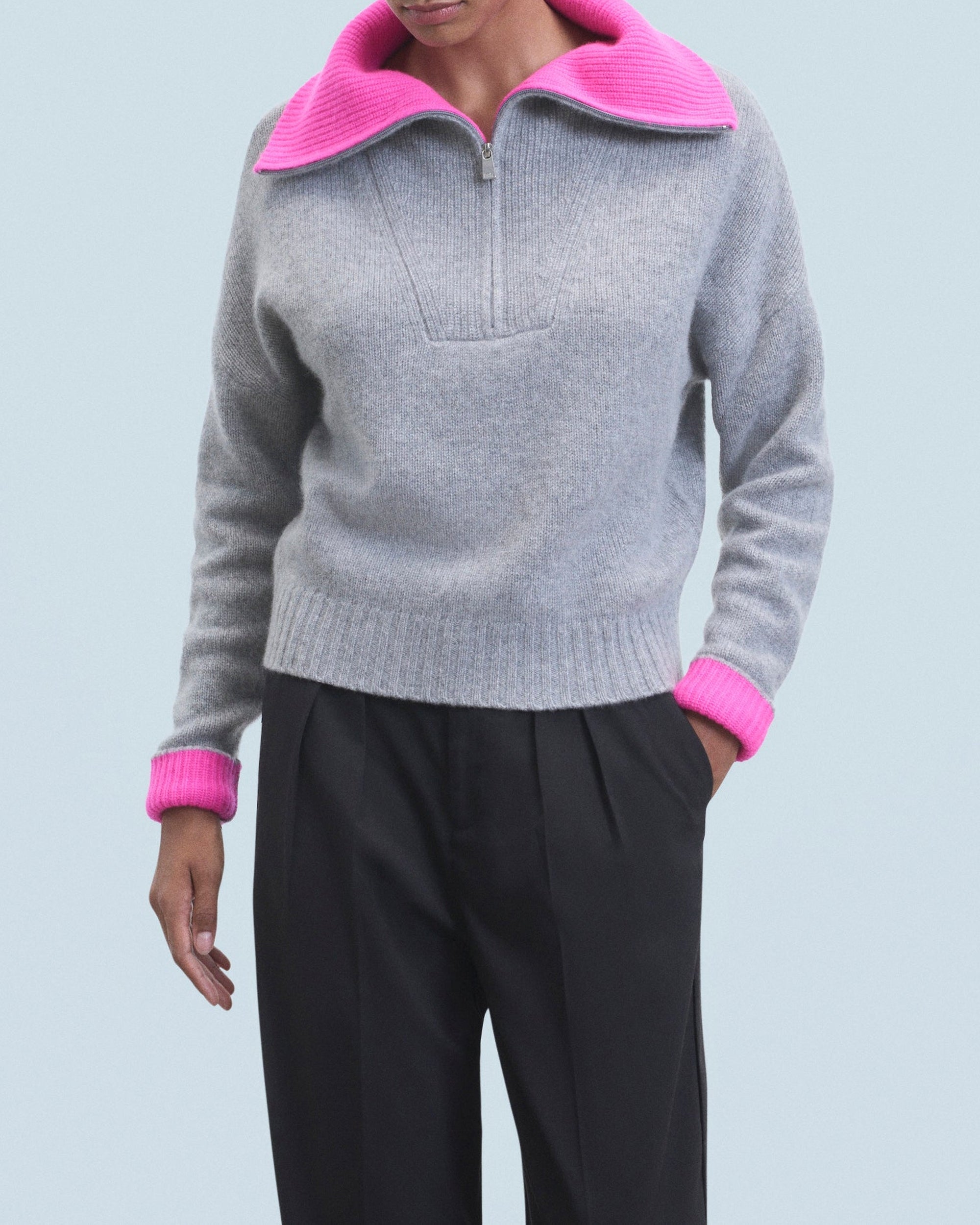 Pull à col camionneur en cachemire - Gris Chiné Foncé