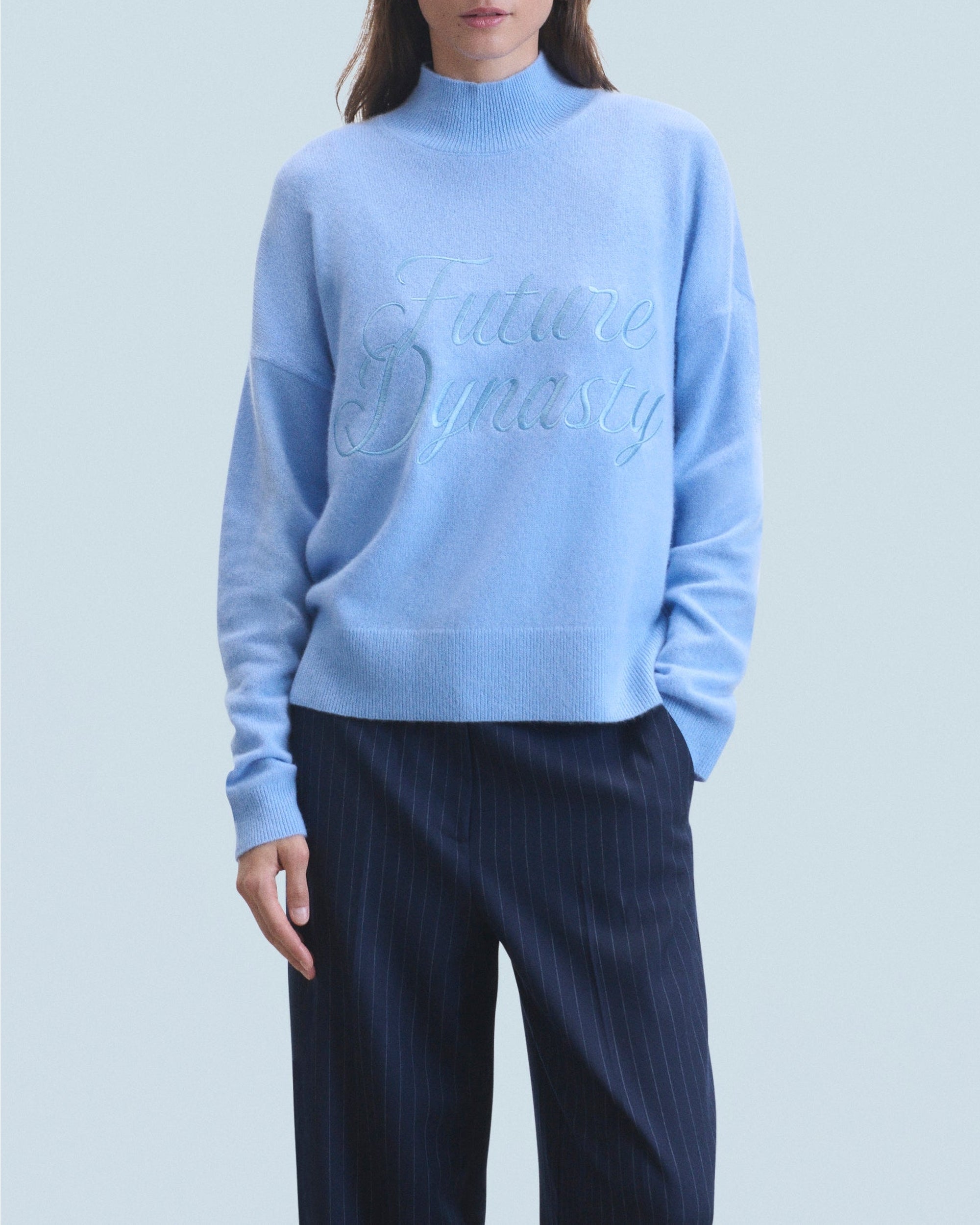 Pull col montant en cachemire - Fairy Blue