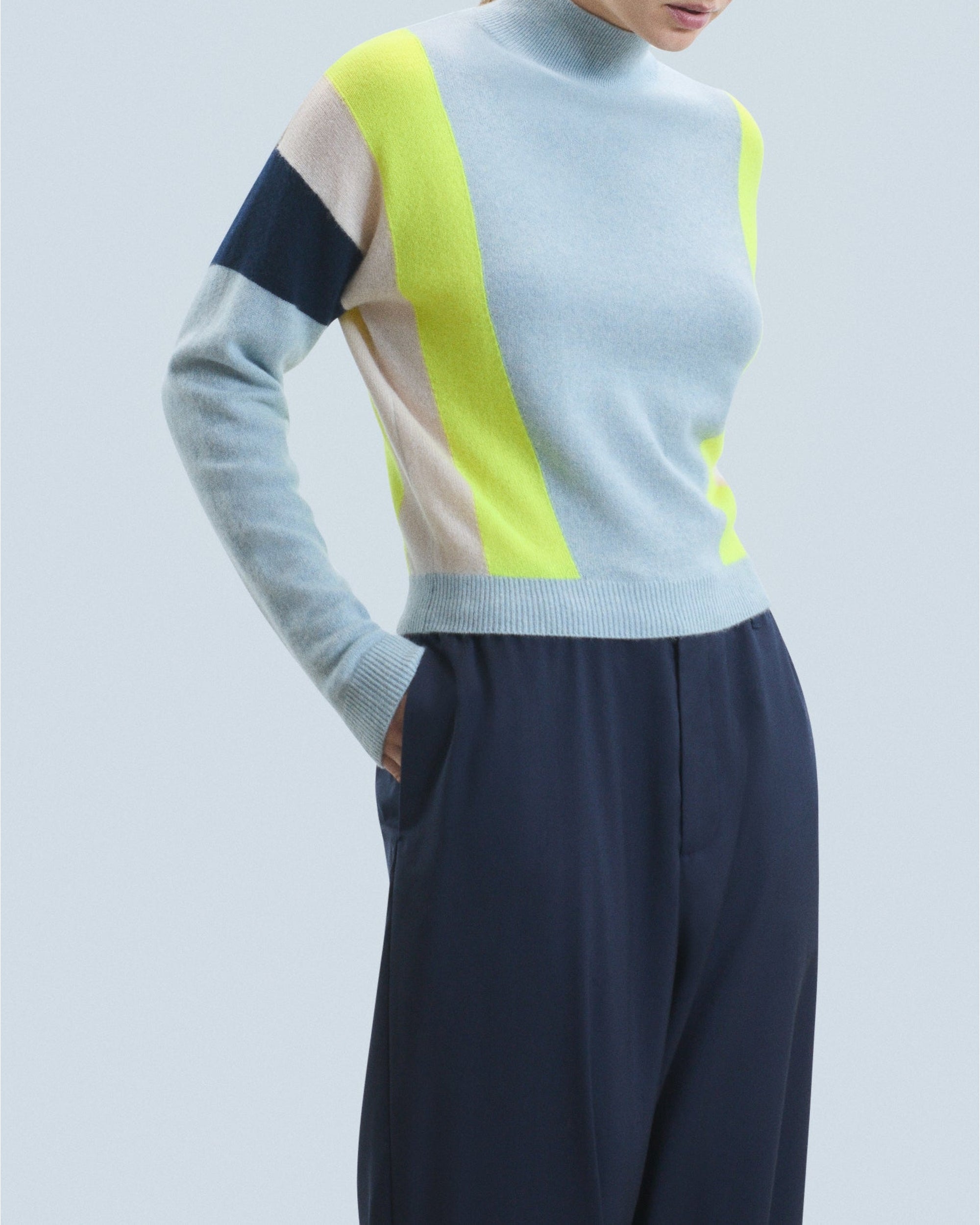 Pull à col montant en cachemire - Iced Blue
