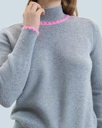 Pull col montant en cachemire - Gris Chiné Foncé