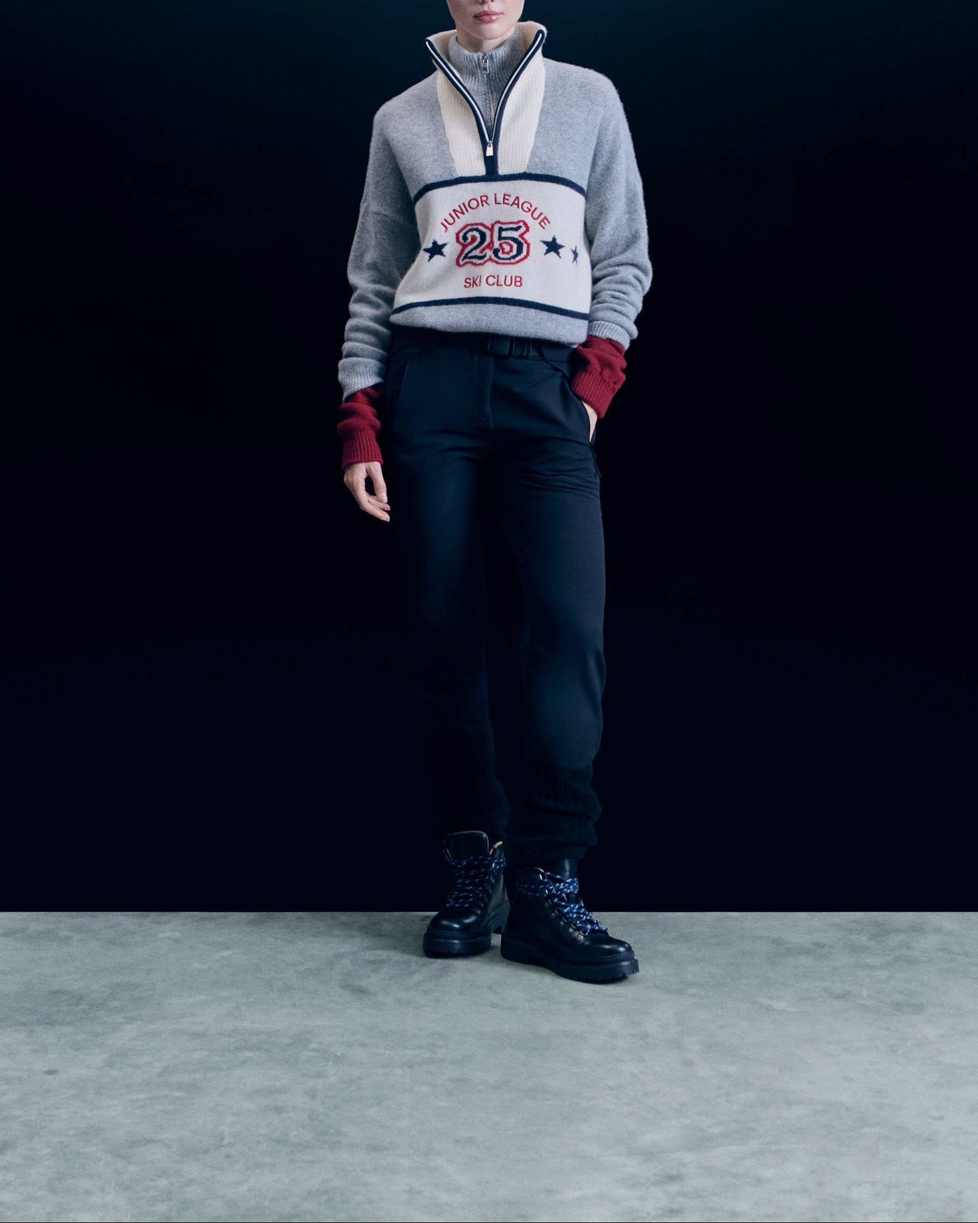 Pull à col camionneur en cachemire - Gris Chiné Foncé