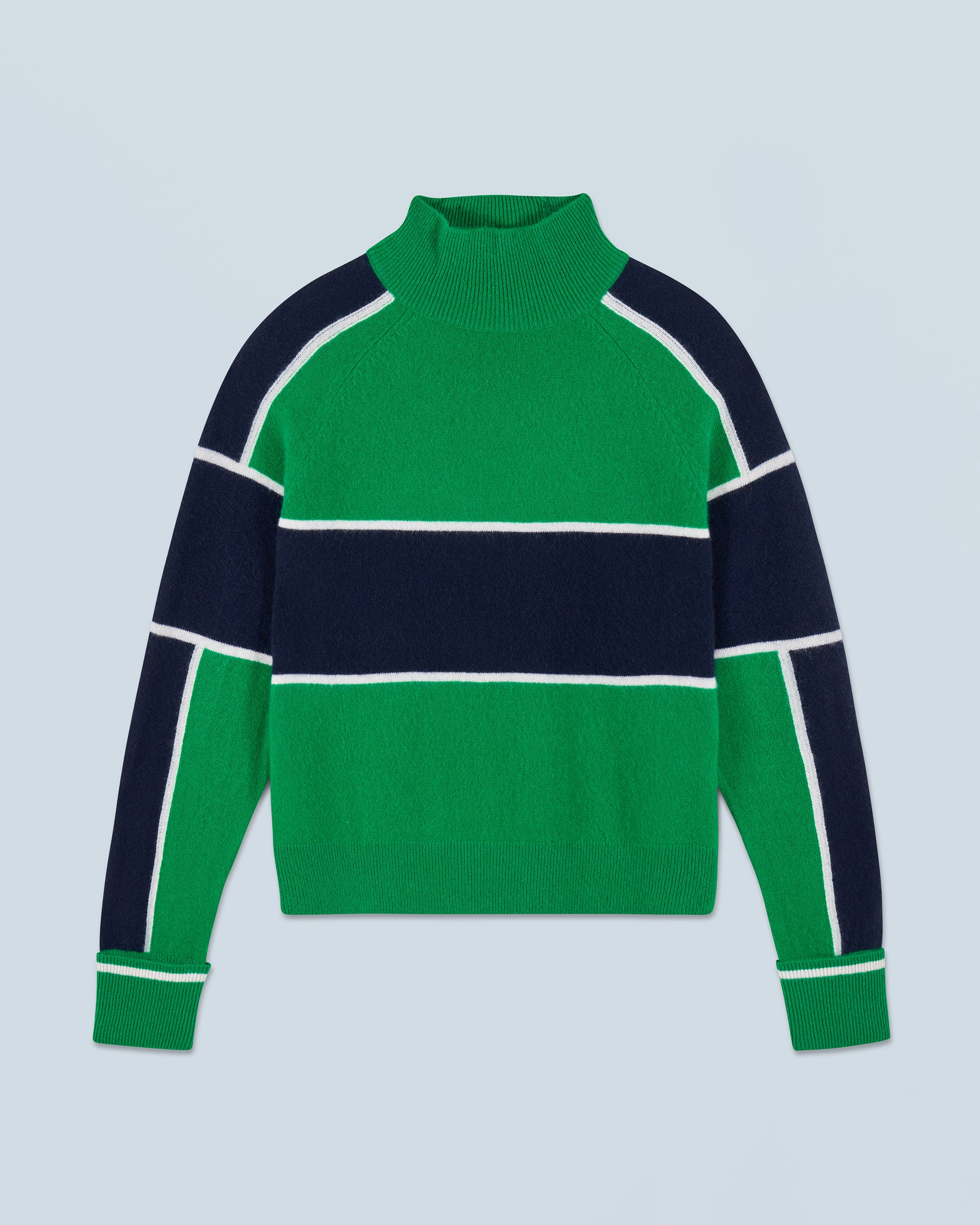 MOUNTAIN GREEN / NEW / QTY : 26 / Pull Col Montant Bandes - Mountain Green